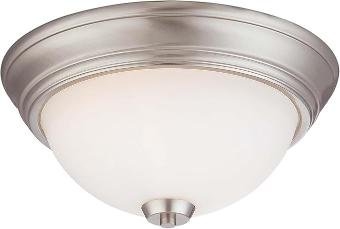 Minka Lavery 4960-84 Overland Park Flush Mount, 2-Light, 120 Total Watts, 13-in H x 6-in W, Brushed Nickel