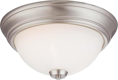 Minka Lavery 4960-84 Overland Park Flush Mount, 2-Light, 120 Total Watts, 13-in H x 6-in W, Brushed Nickel