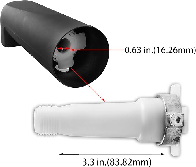 SENTO Slip On Black Universal Bathroom Tub Spout Without Diverter, Durable Heavy Duty Metal Bathtub Faucet Without Shower Diverter - 7 Inches 1/2" Copper Pipe, Matte Black