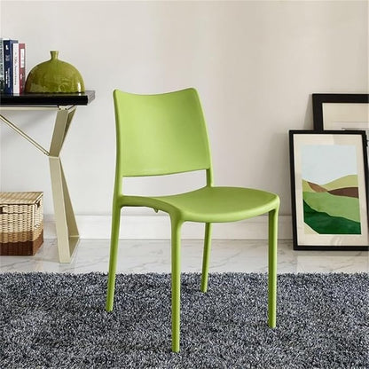 Modway Hipster Contemporary Modern Molded Plastic Stacking Dining Chair in Green