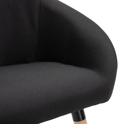 4-Piece Black Fabric Dining Chairs Set Solid Wood Frame Matte Finish Indoor Seating for Dining Room Kitchen Living Room