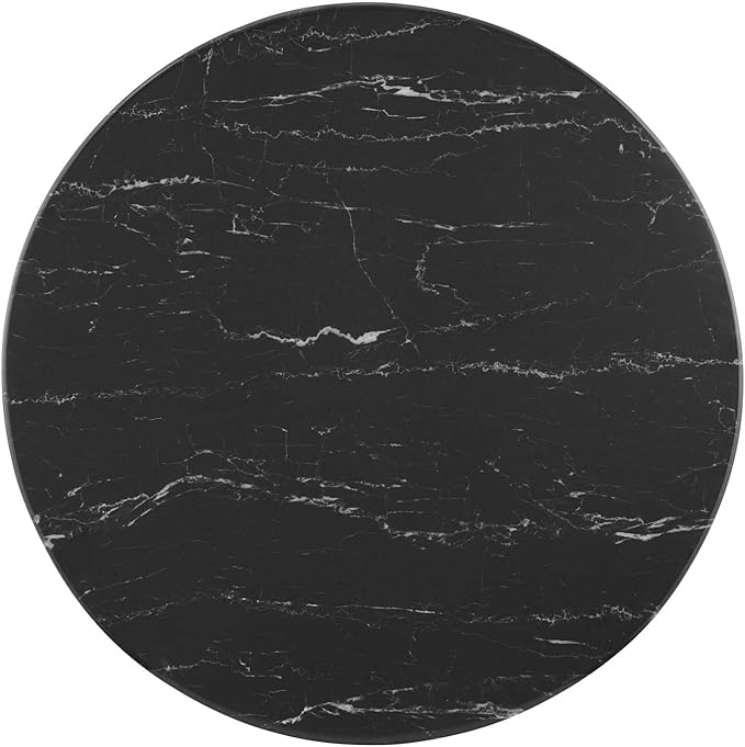 Modway Verne Round Artificial Marble 28" Dining Table in Gold Black