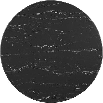 Modway Verne Round Artificial Marble 28" Dining Table in Gold Black