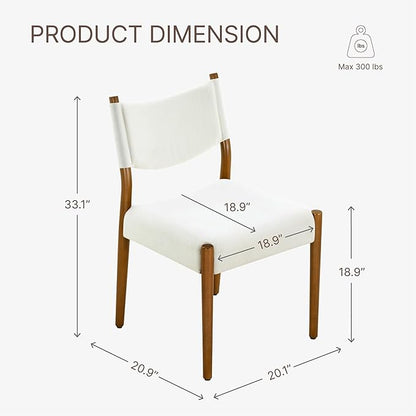 KISLOT Upholstered Dining Chairs Set of 2, Solid Wood Armless Kitchen Chairs with Soft Polyester Fabric, 18.9" Seat Height, Modern Dining Room Seating, 300 lbs Capacity, Linen