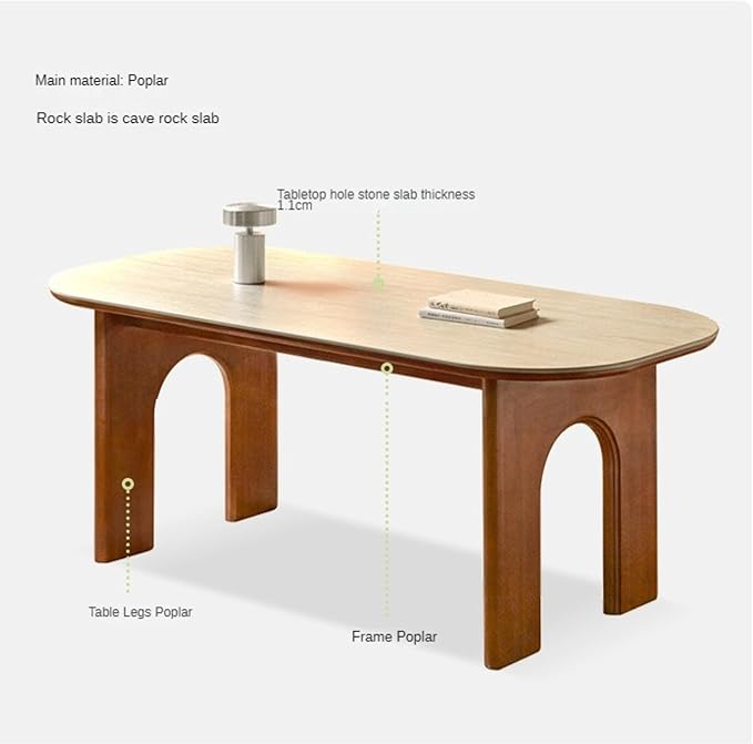 GVAwood Poplar, Birch Solid Wood Rock French Retro Dining Table 55.3x31.7x30.0 inch / 140.4x80.4x76.2 cm/Natural Wood Color/Poplar Travertine Slab Dining Table + Chairs 4 pcs