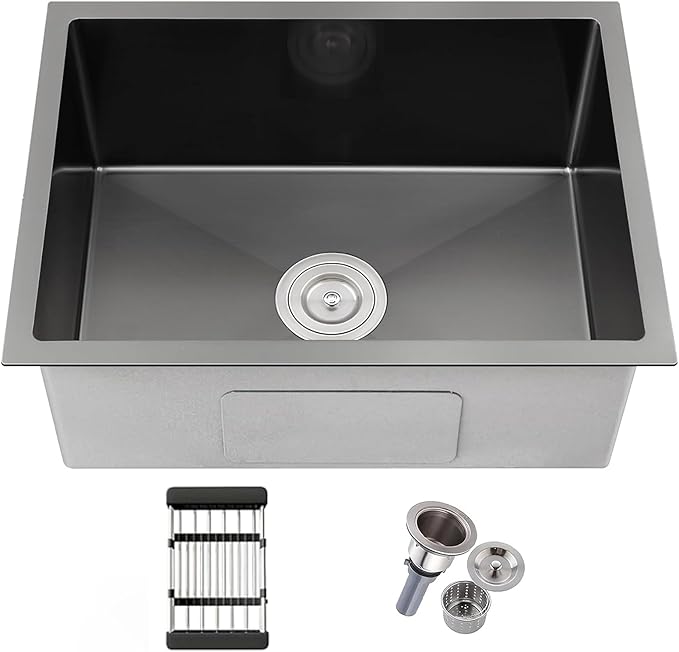 23 Inch Undermount Kitchen Sink, T304 Stainless Steel Single Bowl Sink (23x18x9 Inch) with Nano Coating & Workstation Accessories - Ideal for Prep Kitchen, Bar, Home Use