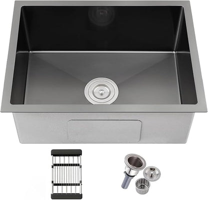 23 Inch Undermount Kitchen Sink, T304 Stainless Steel Single Bowl Sink (23x18x9 Inch) with Nano Coating & Workstation Accessories - Ideal for Prep Kitchen, Bar, Home Use