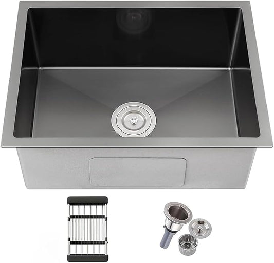 23 Inch Undermount Kitchen Sink, T304 Stainless Steel Single Bowl Sink (23x18x9 Inch) with Nano Coating & Workstation Accessories - Ideal for Prep Kitchen, Bar, Home Use