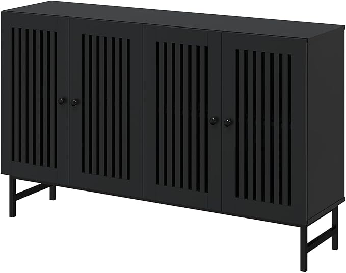 Gyger Buffet Storage Cabinet with 4 Doors,Kitchen Sideboard with Storage,Coffee Bar Cabinet for Kitchen,Living Room,Black