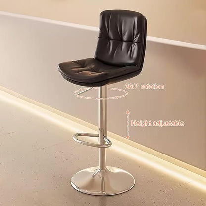 Set of 2 PU Leather Counter Height Adjustable s with Back and Sliver Legs, Kitchen Island Stools for, Dining Room,Black-Sitting Height 6181cm