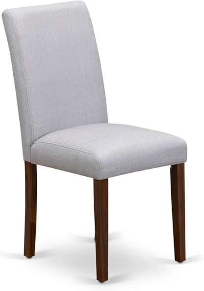 East West Furniture ABP8T05 Abbott Parson Chairs - Grey Linen Fabric Padded Dining Chairs, Set of 2, Walnut