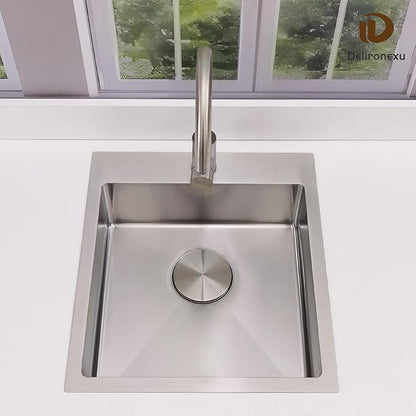 17 Inch Bar Sink Drop In – Delironexu Small Kitchen Sink, Modern 18 Gauge Stainless Steel sink with Brushed Finish, 17"x19"x6" Single Bowl kitchen Sinks for RV, Prep, and Outdoor Use