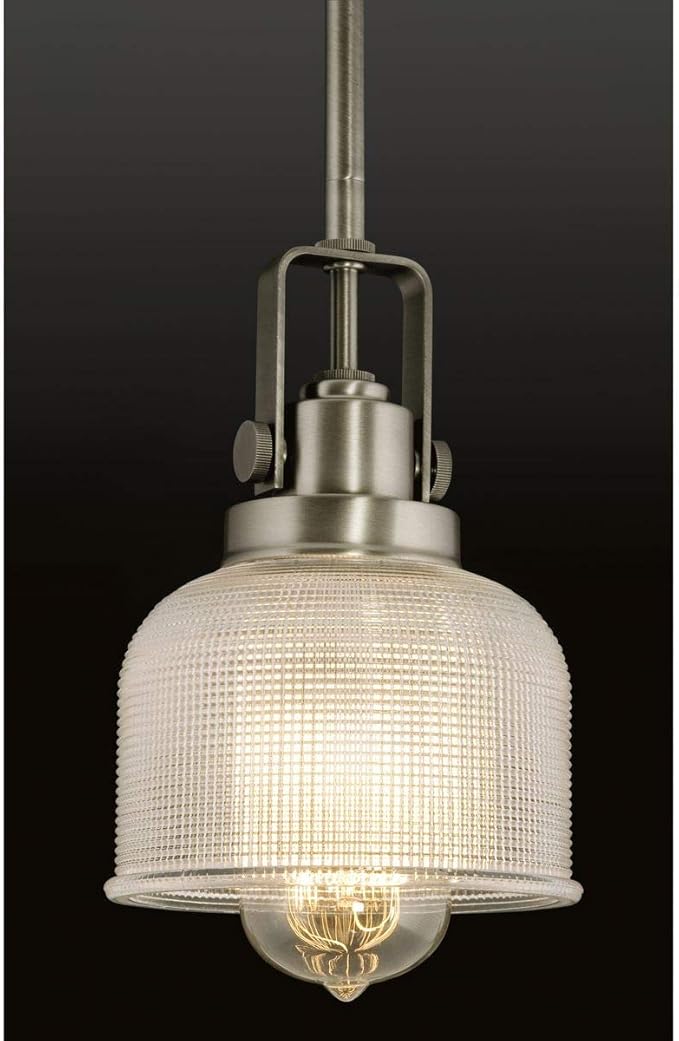 Progress Lighting P5173-81 Archie-One Light Pendant, Antique Nickel Finish with Prismatic Glass