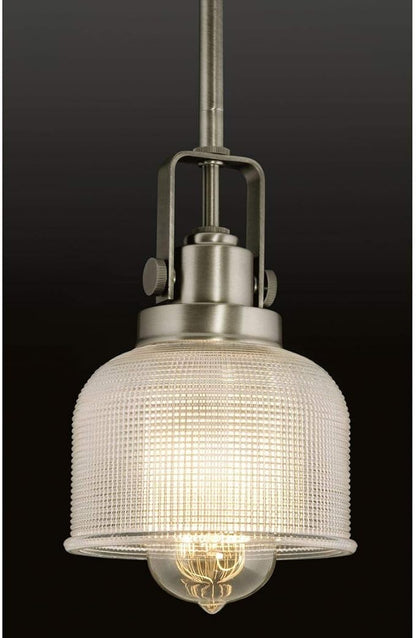 Progress Lighting P5173-81 Archie-One Light Pendant, Antique Nickel Finish with Prismatic Glass