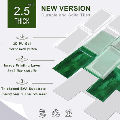 STICKGOO 10-Sheet Subway Tile Peel and Stick Backsplash, Self Adhesive Vinyl Wall Tiles, Stick on Backsplash for Kitchen and Bathroom(Thicker Design)