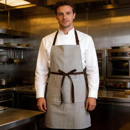 Kitchen Apron with 3 Pocket, Adjustable Server Apron, Waitress Apron with Pockets Stripes
