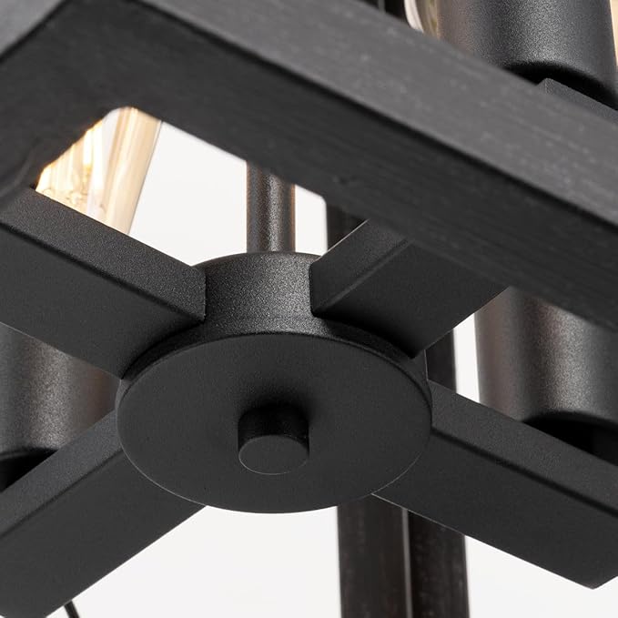 Progress Lighting Briarwood Collection 21 in. 4-Light Textured Black Farmhouse Foyer Chandelier with Painted Ceruse Black