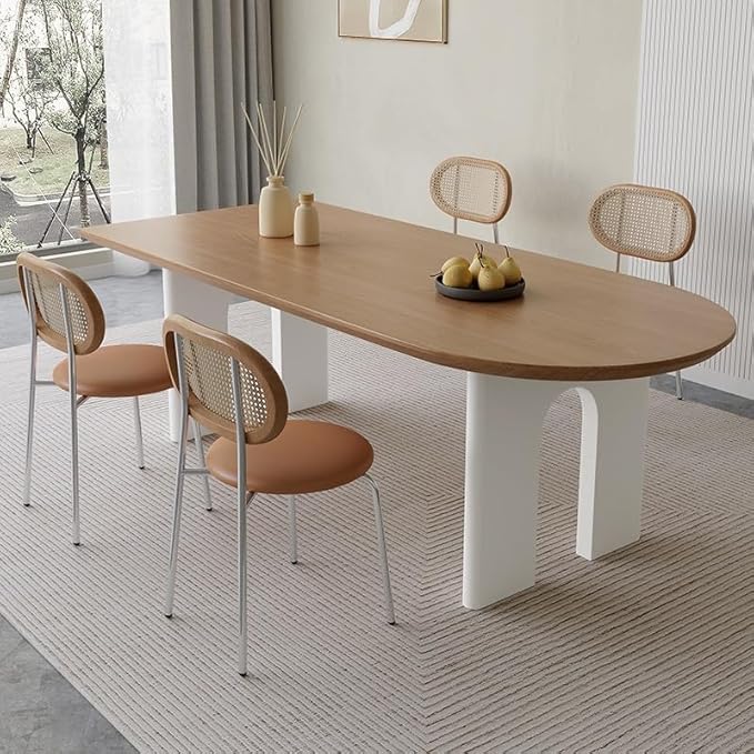 Dinning Table Solid Wood Island Table Restaurant Dining Table Rectangular Wall-Mounted Oval Home Desk Large Plate Dining Table Kitchen Dining Table(180cm)