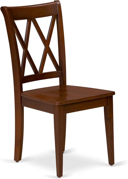 East West Furniture CLC-ESP-W Clarksville Dining Room Chairs - Double Cross Back Wood Seat Chairs, Set of 2, Espresso
