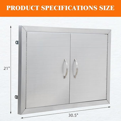 30.5x21 Stainless Steel Outdoor Kitchen Door – Flush Mount BBQ Access Door, Waterproof & Corrosion-Resistant, Easy Installation for BBQ Islands & Cabinets