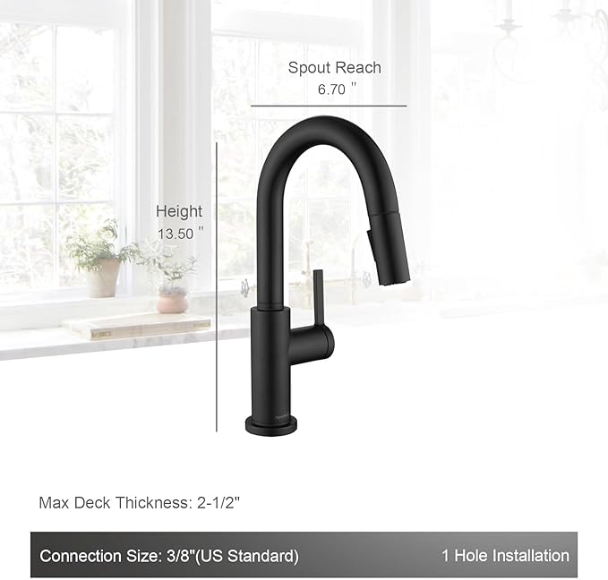 AguaStella AS32MB Matte Black Bar Faucet or Prep Kitchen Sink Faucet with Pull Down Sprayer and Single Handle