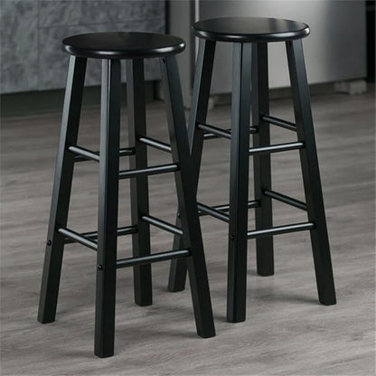 Winsome Element 2-Piece Counter Stool Set, 29" in Black, Classic Backless Bar Chairs for Kitchen & Dining Room Seating, Timeless Essential Furniture for Home, Dorm, Apartments