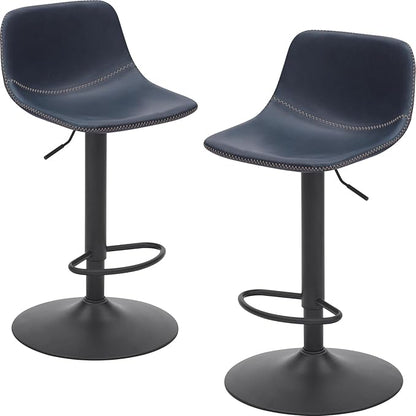 Adjustable Bar Stools Set of 2, Swivel Bar Stools, Bar Height Stools with Back Support Counter Height Bar Chairs Pu Leather Bar Stool for Kitchen Island Rustic Bar stools
