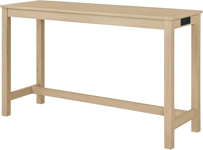 4-Piece Kitchen Island Counter-Table Set with Charging Station, Industrial 59" Dining Tables with 3 Stools, 59 Inch Farmhouse Bar Table Chairs w/USB & Type-C & Power Outlets,Light Oak