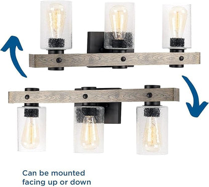 Progress Lighting Gulliver Collection 3-Light Clear Seeded Glass Coastal Bath Vanity Light Graphite