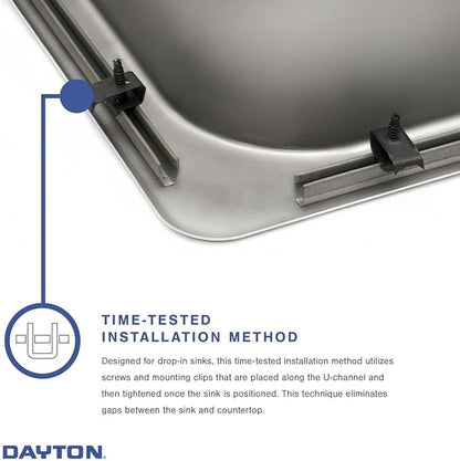Dayton Stainless Steel 33" x 22" x 8-1/16", 3-Hole Equal Double Bowl Drop-in Sink and Faucet Kit