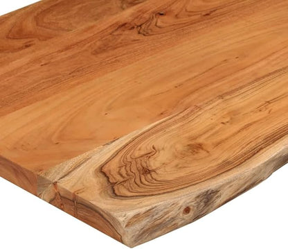 Solid Acacia Wood Tabletop 20x16 inch Rustic Live Edge Countertop Butcher Block Wooden Desktop Dining Kitchen Bar Cafe Workspace