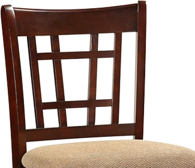 Set of 2 Brown Counter Height Chairs for Dining Room, Kitchen Island, Bar - Upholstered Cushioned Chairs with Unique Back Support