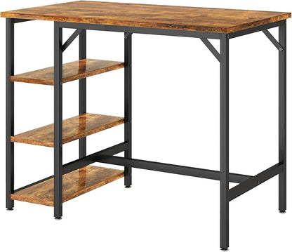 IBUYKE 40”H Bar Table with 3 Storage Shelves, High Dining Table for Kitchen, Rustic Brown Counter Table, Industrial Standing Computer Desk UTMJ054H