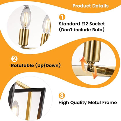 WJShome 12 Light Chandeliers for Dining Room, Farmhouse Kitchen Island Lighting, Black and Gold Rectangle Chandelier, Rustic Adjustable Height Metal Hanging Dining Table Fixture