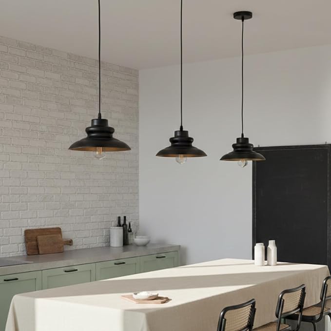 Pendant Light Fixture, Hanging Light for Kitchen Island Dining Room Bedroom Foyer, E26 Base Metal 1-Light Ceiling Lamp