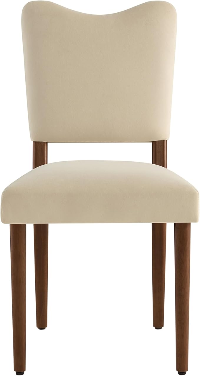 KISLOT Upholstered Dining Chairs Set of 6, Modern Velvet Kitchen Chairs with Solid Wood Legs, High Back Wooden Dining Room Chairs with Dark Walnut Color Legs for Farmhouse Kitchen Dining Room, Linen