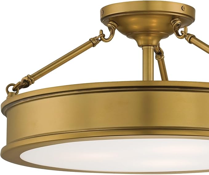 Minka Lavery 4177-249 Harbour Point Semi-Flush, 3-Light, 300 Total Watts, 19-in H x 9.75-in W, Liberty Gold