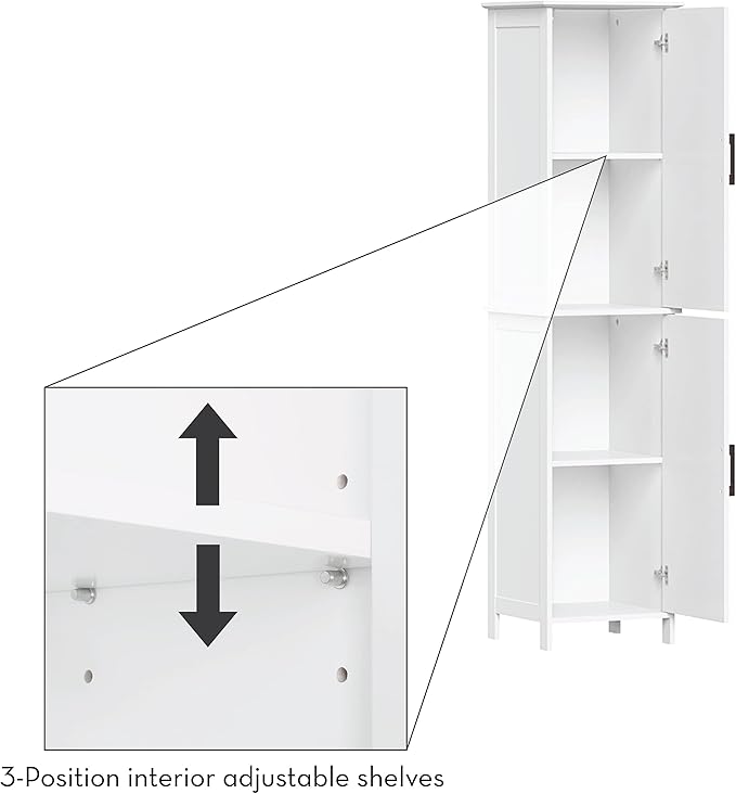 RiverRidge Monroe Cabinet with 2 Soft-Close Doors, Adjustable Shelves for Bathroom Storage - Conceal Clutter in Modern Style