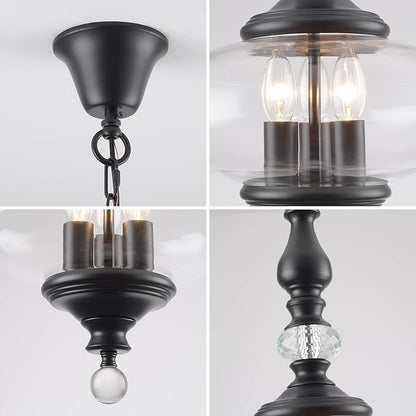 Black Pendant Light Farmhouse Pendant Lights Kitchen Island Glass Pendant Light Fixtures W 11.8 in. H 23.6 in.