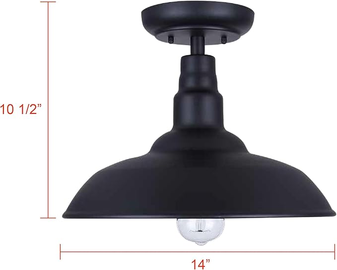 Canarm Valec 1-Light Outdoor Ceiling Light, 14-Inch Black Flush Mount Durable Weather-Resistant Lighting for Porch, Garage and Entryway