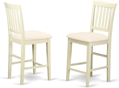 East West Furniture VNS-WHI-C Vernon Counter Height Stool - Linen Fabric Pub Height Wooden Chairs, Set of 2, Buttermilk Finish