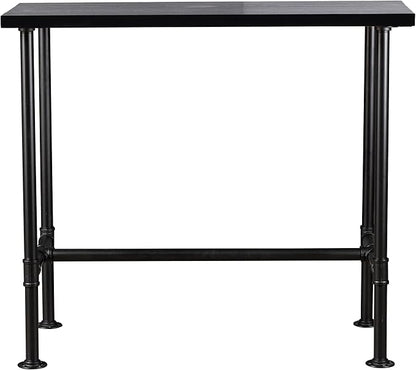 LOKKHAN Rectangular Dining Table for 4, (47.3" L x 41.3" H x 23.6" W), Heavy Duty Metal Pipe, Solid Wood Desktop, Home Kitchen Bar Office Cafe Pub, Rustic Industrial, Grey & Walnut