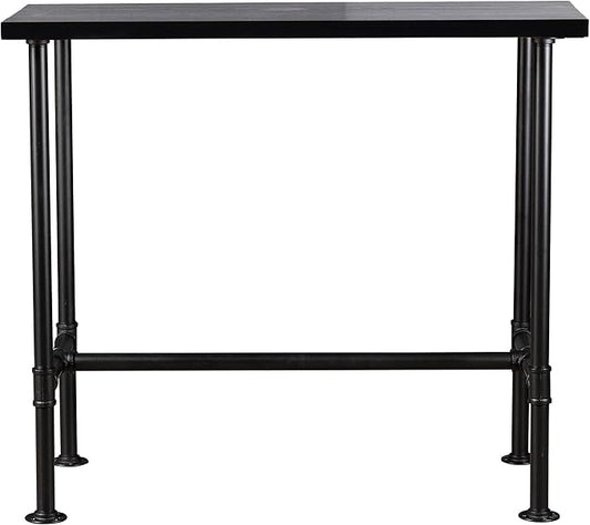 LOKKHAN Rectangular Dining Table for 4, (47.3" L x 41.3" H x 23.6" W), Heavy Duty Metal Pipe, Solid Wood Desktop, Home Kitchen Bar Office Cafe Pub, Rustic Industrial, Grey & Walnut