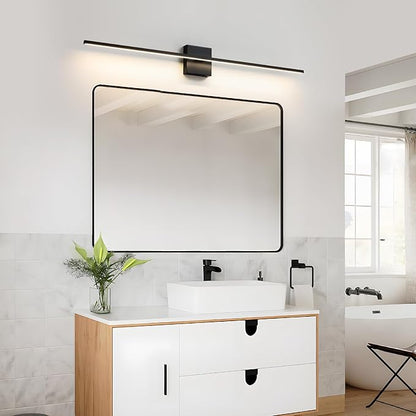 Bathroom Vanity Light Fixtures Over Mirror - 39 Inch Matte Black Vanity Lights for Bathroom 28W 3500K Dimming LED Vanity Light Bar Modern Wall Sconce Lighting for Mural