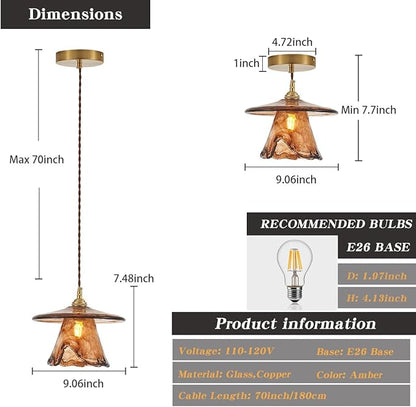 YLONG-ZS Vintage Pendant Light,Glass Kitchen Island Light Fixtures,Modern Brass Gold Hanging Lights for Kitchen Island,Dining Room,Bedroom,Living Room