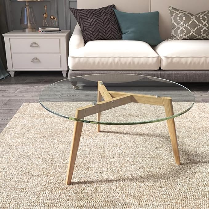 Royalty 42" Inch Round Tempered Glass Table Top – Clear Table Top Glass – Useful for Replacement, Tabletop Protector, Patio, Dining, Coffee, Desks - 1/4" Thick Flat Polished Edge