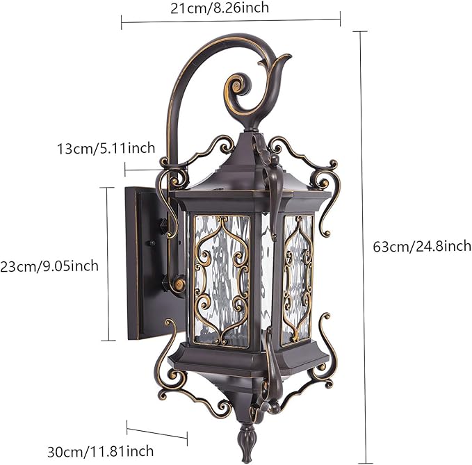 Outdoor Wall Light Fixtures, IP55 Waterproof Outside Wall Lantern Retro Exterior Wall Sconces Vintage Wall-Mounted Lights for Garage House Porch Doorway, E26 w/o Bulb