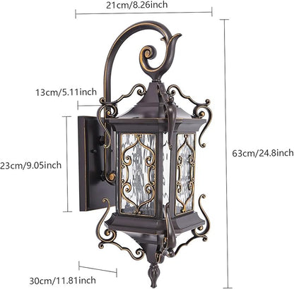 Outdoor Wall Light Fixtures, IP55 Waterproof Outside Wall Lantern Retro Exterior Wall Sconces Vintage Wall-Mounted Lights for Garage House Porch Doorway, E26 w/o Bulb