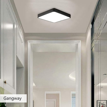 Ganeed LED Ceiling Light Flush Mount,24W 12-Inch Modern Ceiling Lamp Fixture Square,6500K Cool White Energy Saving Lighting Fixture for Living Bathroom Dining Room,Black
