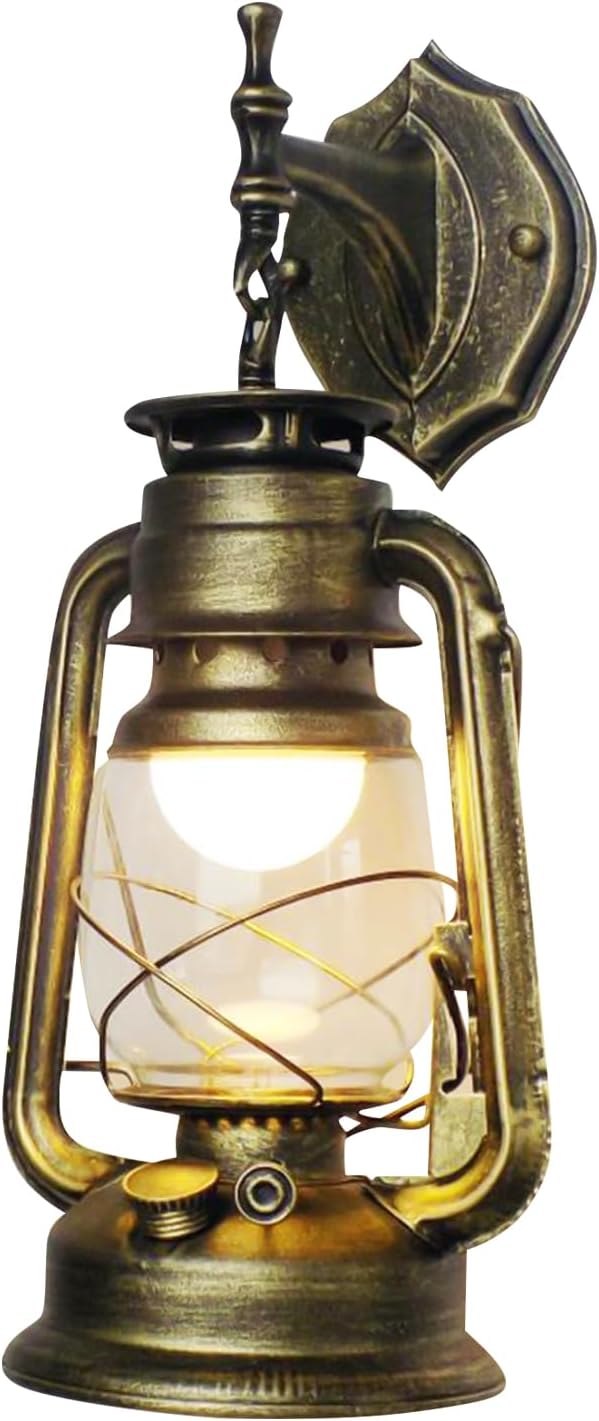 Rustic Wall Sconce Lantern Light, Western Light Fixtures, Vintage Wall Lamp, Farmhouse Wall Light Fixtures, Indoor Old Fashioned Lantern for Hallway Farmhouse Loft (Cyan Bronze, 1pc)